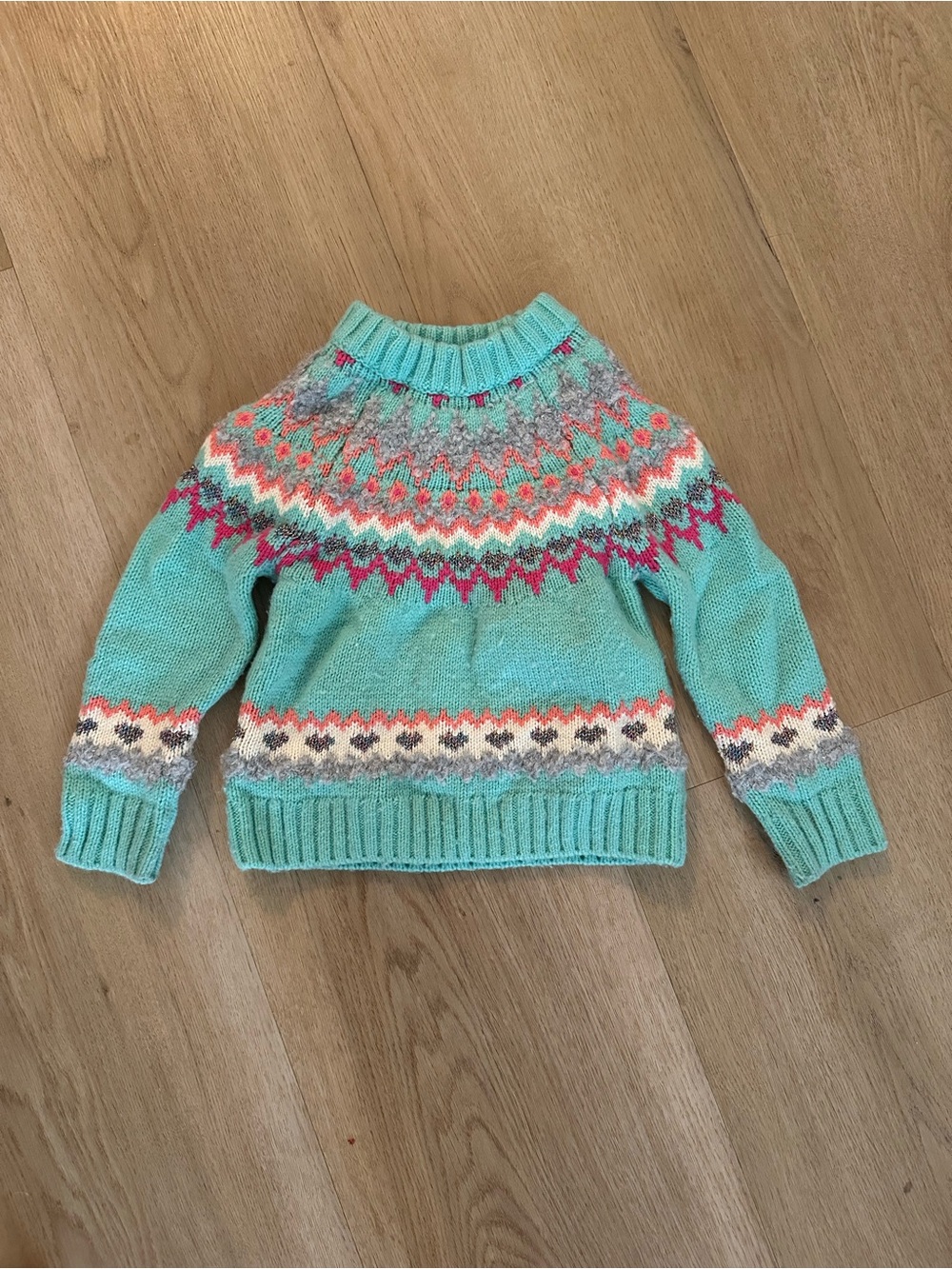 Crewcuts Turquoise Fair Isle Knit Sweater